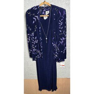 NWT R&M Richards Karen Kwong Size 14 2 PC Jacket & Dress Set Stretch